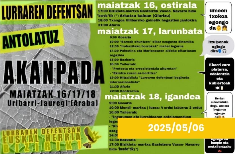 “LURRAREN DEFENTSAN ANTOLATUZ!” Euskal Herria Biziriken kanpaldia